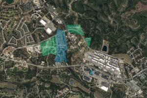 Aerial site map showing The Backyard development with labeled zones including Central Park and The